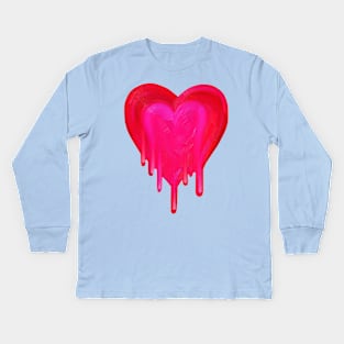 Melting Magenta Painted Heart Kids Long Sleeve T-Shirt